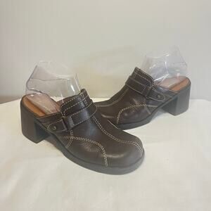 Ipanema Zazz Y2k Brown Leather Chunky Heel Clogs Grunge Boho Hippie Casual 7M